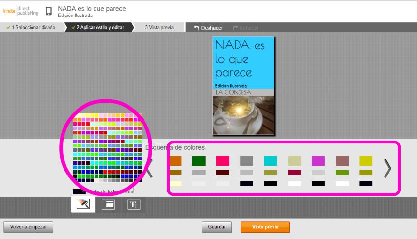 Recuerda que sólo con pinchar en el cuadrado de color se te abrirá una paleta con todas las opciones disponibles.