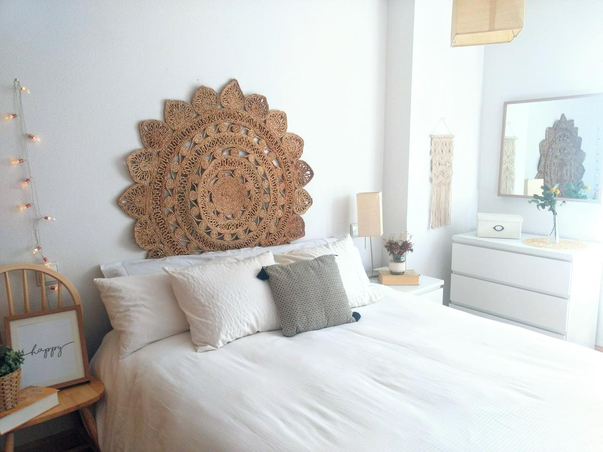 cabecero de yute para dormitorio