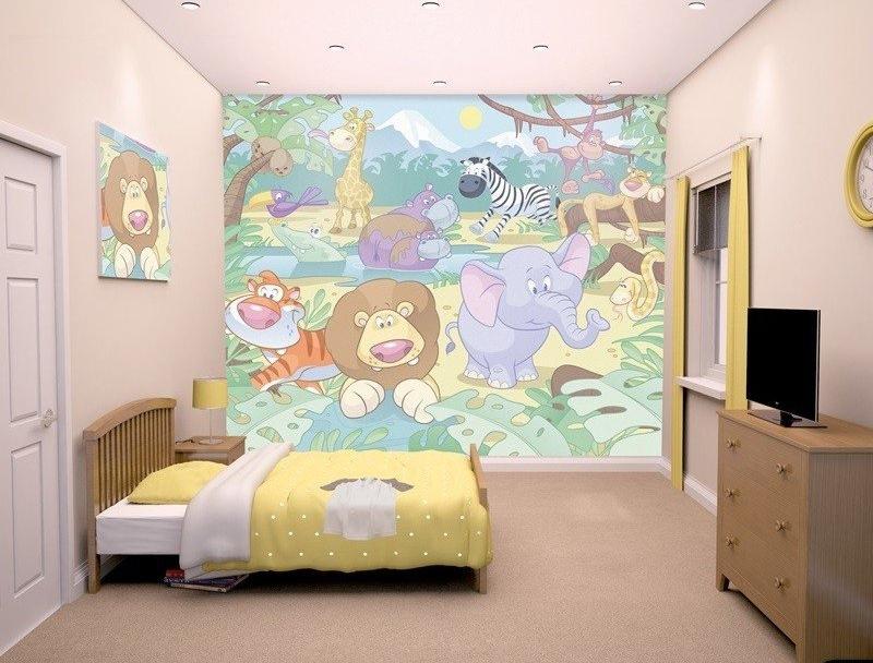 fotomural-infantil-animales-de-la-selva-dibujo-infantil