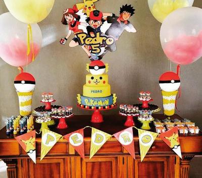 Decoración Cumpleaños Pokemon, decoración barata para fiestas y