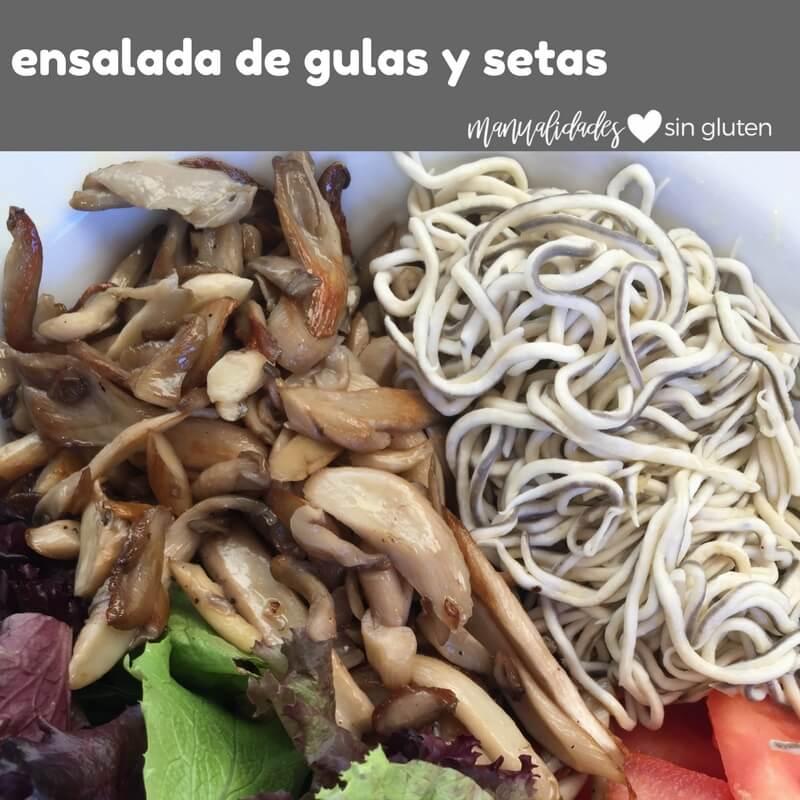 ensalada de angulas sucedáneas y setas