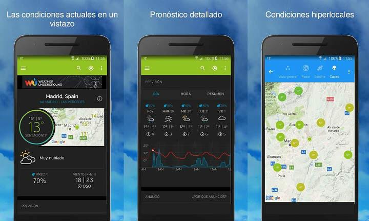 las mejores aplicaciones de tiempo para Android las mejores apps y widgets de pronóstico meteorológico con datos minuto a minuto sobre el clima, temperatura, humedad, presión, alerta de tormentas radar varias ubicaciones y más