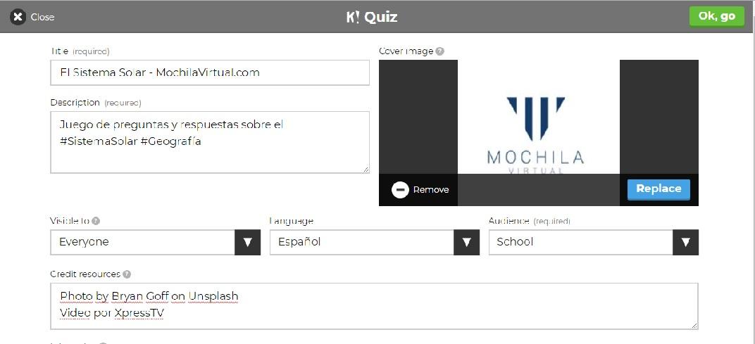 Configurar nuevo Quiz