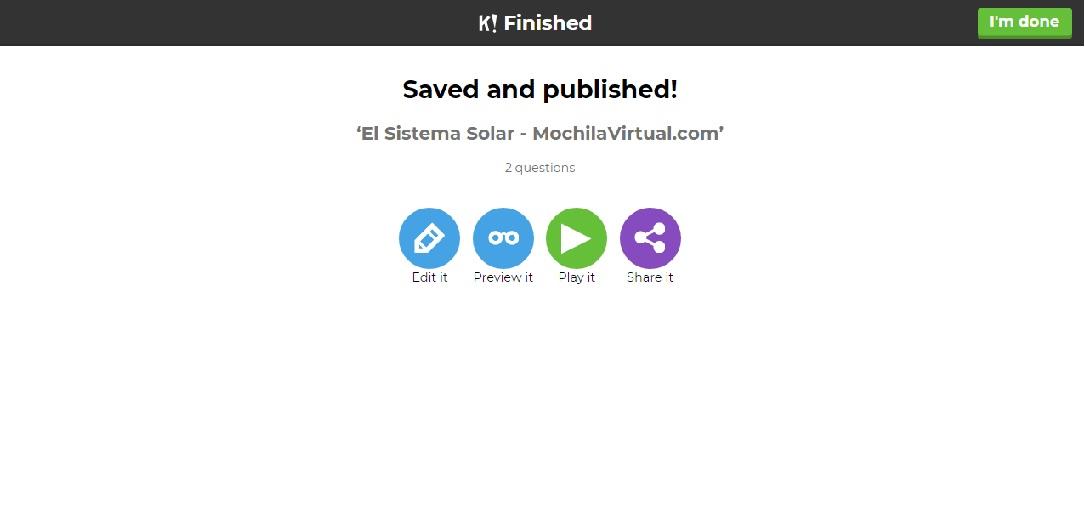 Pantalla para guardar y publicar.