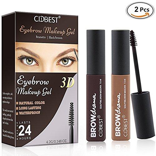 Máscara para las cejas, de gel, resistente al agua, color marrón, 2 unidades