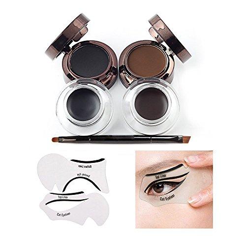 VONISA Waterproof delineador de cejas en Gel Eyeliner Brocha Para Maquillaje Y Plantillas Para Maquillaje Negro y Marrón Pretty Eye Efecto Smudge Negro Brillo Ojo Crema Cosméticos