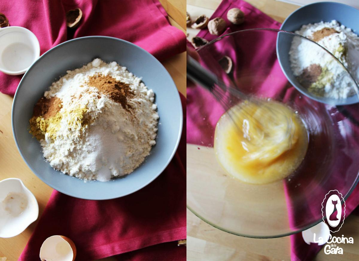 Mezcla los ingredientes secos con los humedos