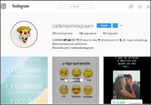 Cadenas en Instagram