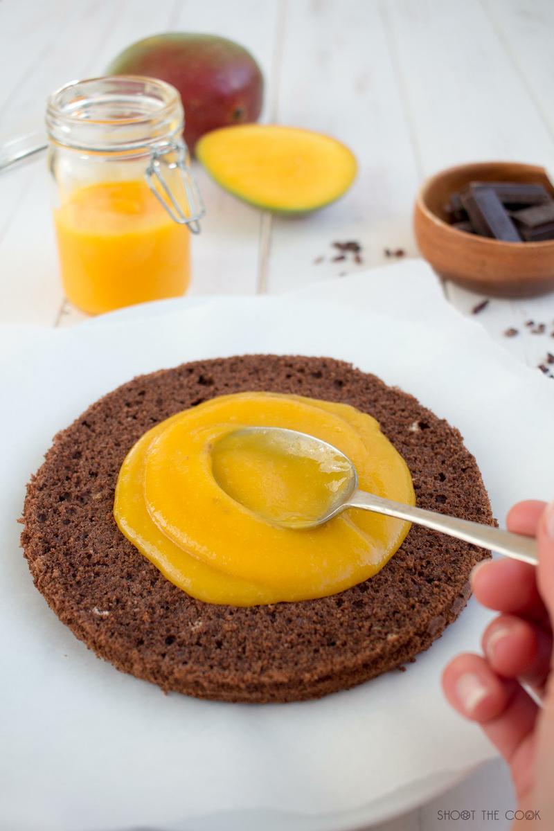 tarta de chocolate y mango