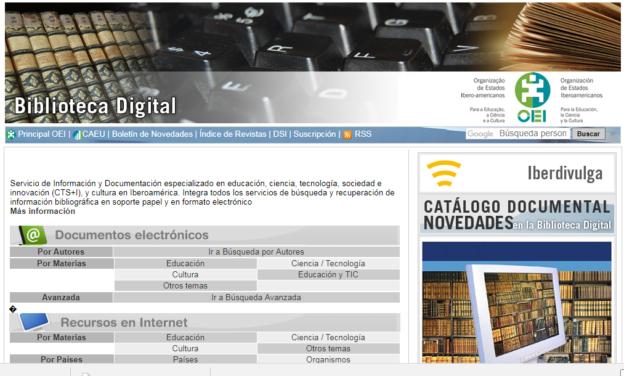 portada de la biblioteca de la oei