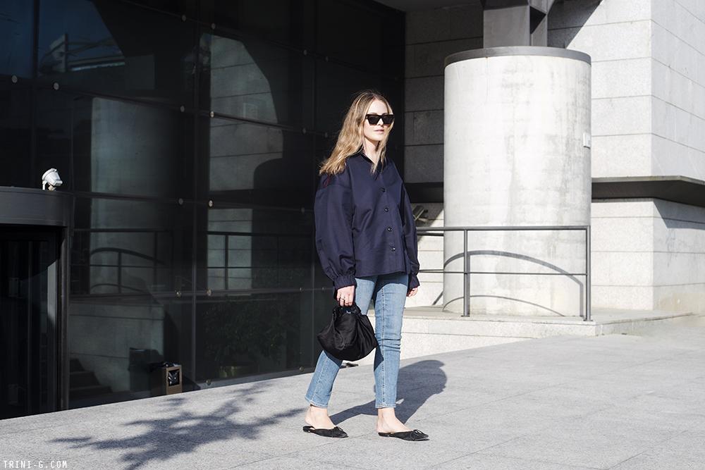 Trini | Céline shirt Manolo Blahnik slippers