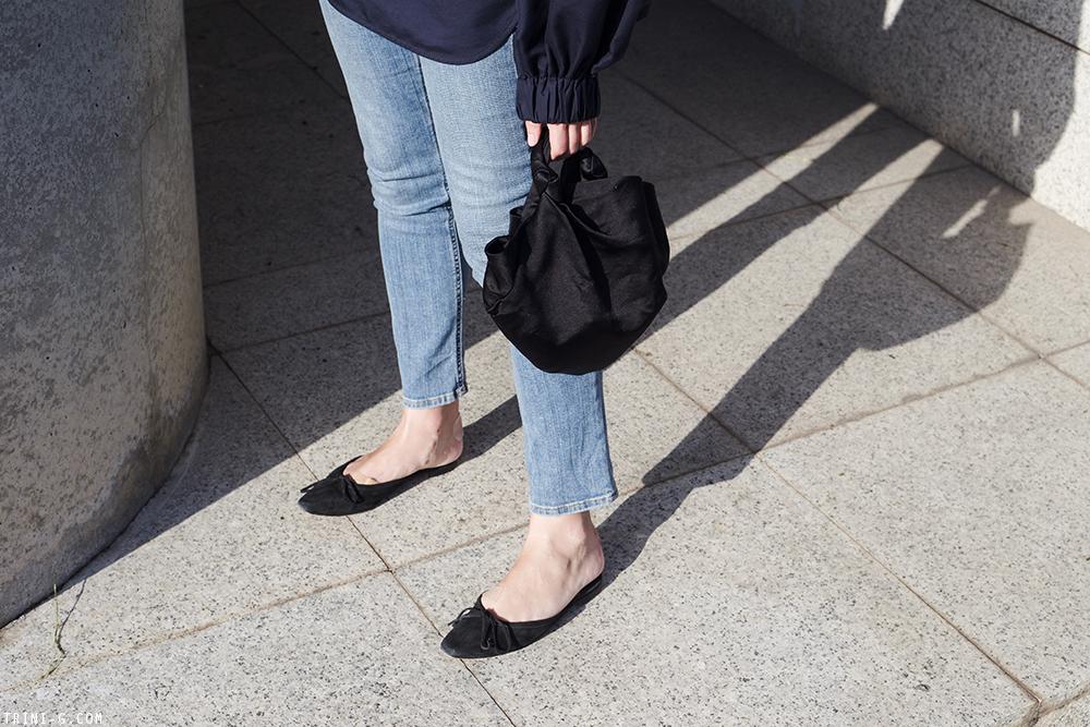 Trini | Céline shirt Manolo Blahnik slippers