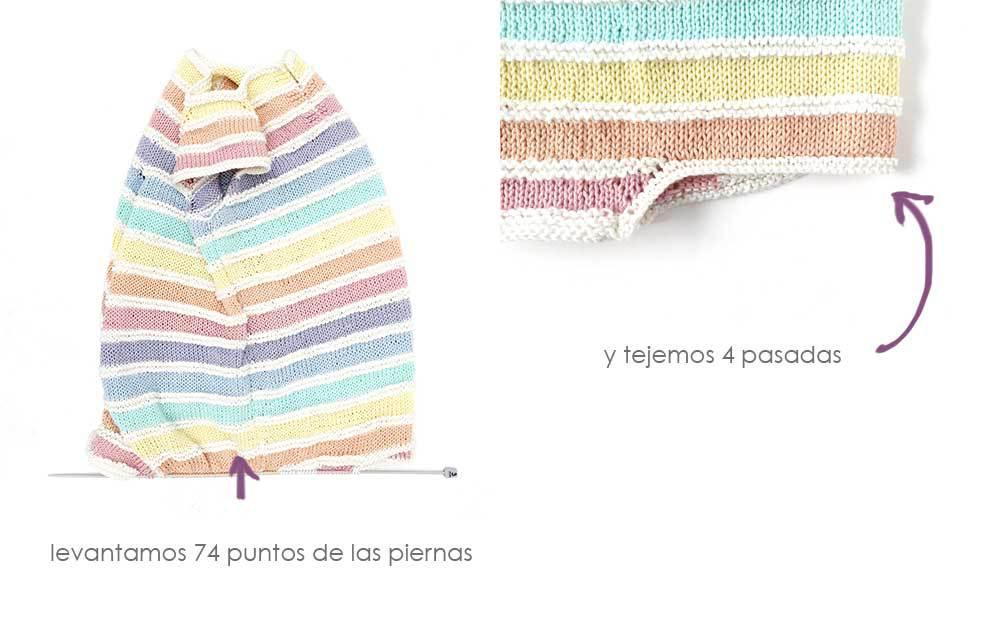 Cómo hacer un pelele arcoíris de punto de bebé DIY - Tutorial y Patrón