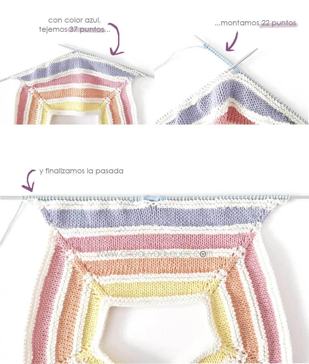 Cómo hacer un pelele arcoíris de punto de bebé DIY - Tutorial y Patrón