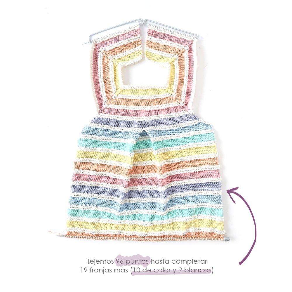 Cómo hacer un pelele arcoíris de punto de bebé DIY - Tutorial y Patrón