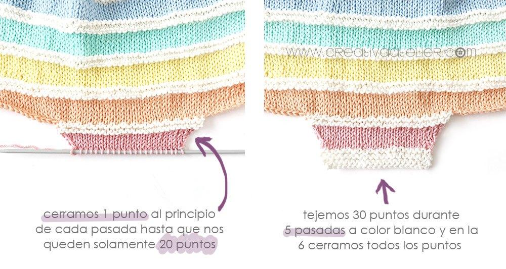 Cómo hacer un pelele arcoíris de punto de bebé DIY - Tutorial y Patrón