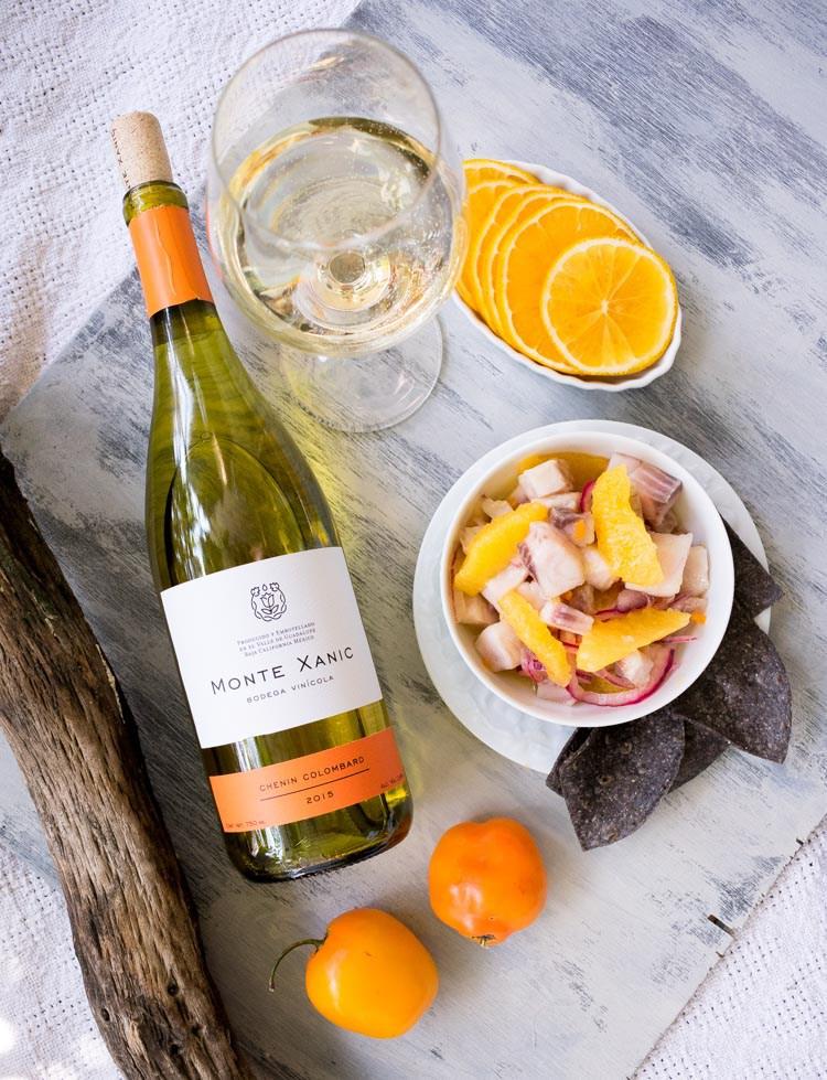 Platillos de verano y su maridaje, ceviche de robalo con supremas de naranja y chile manzano