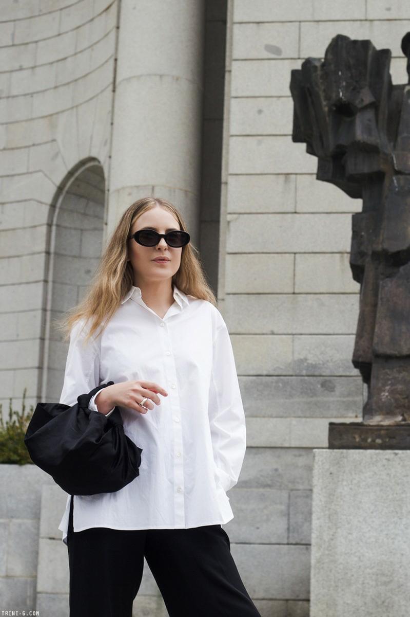 Trini | The Row shirt Theyskens Theory pants