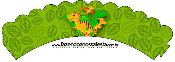 Dinosaurs Party Free Printable Wrappers Cupcake.