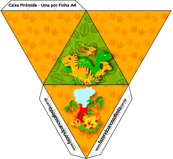 Dinosaurs Party: Free Printable Pyramid Box.