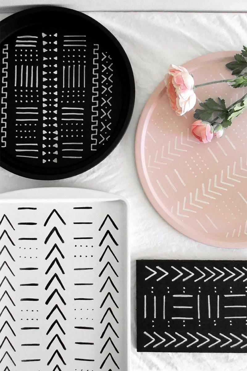 10 ideas con patrón mudcloth DIY, visto en "I am a Mess Blog"