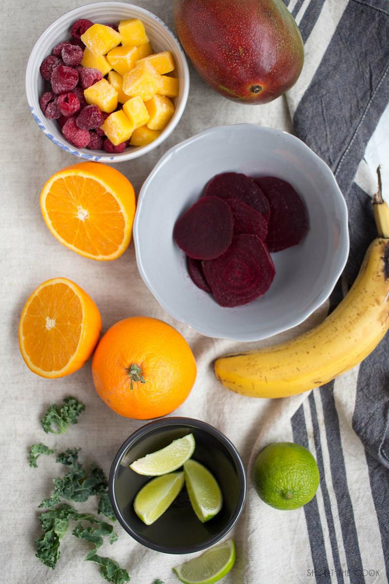 batido de mango y frambuesas