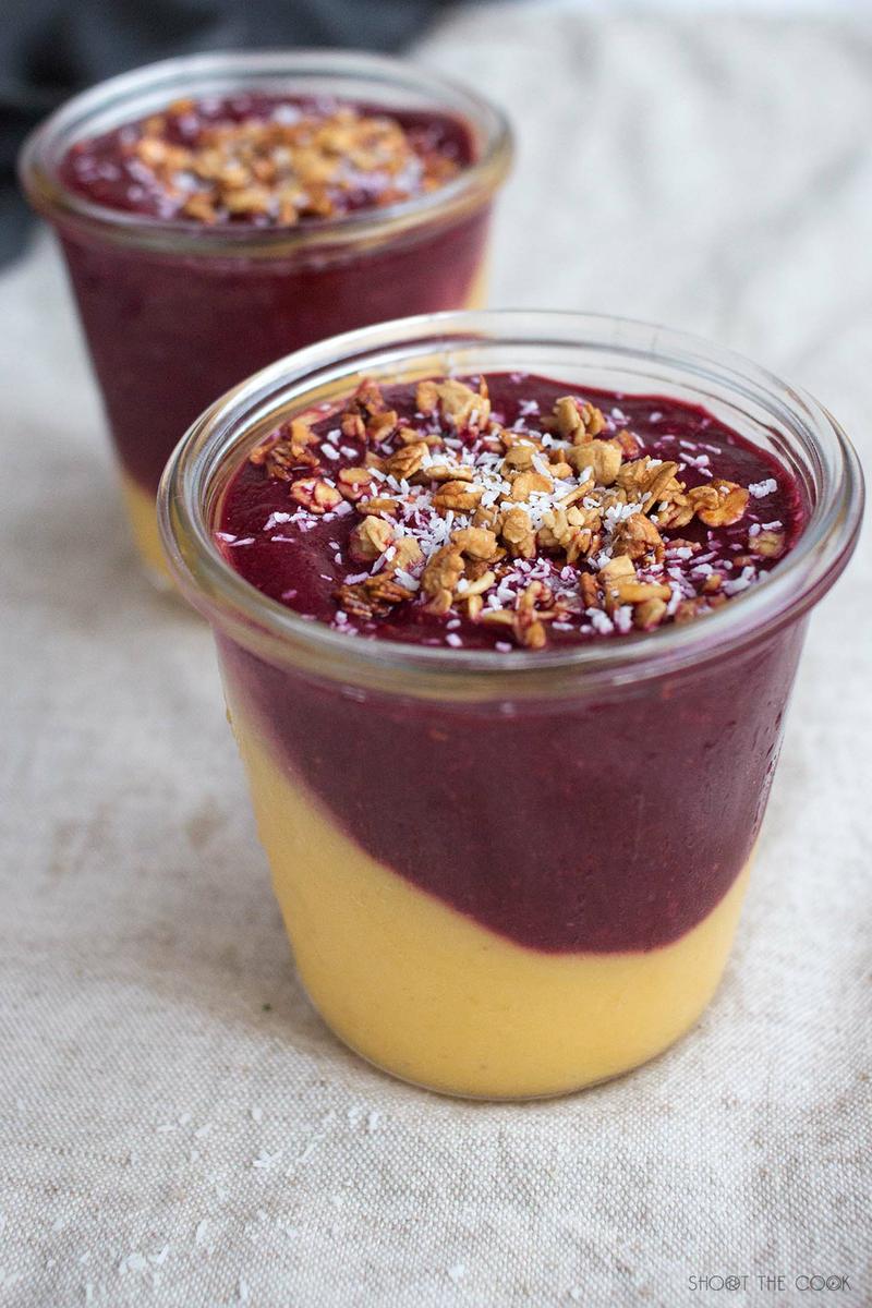 batido de mango y frambuesas