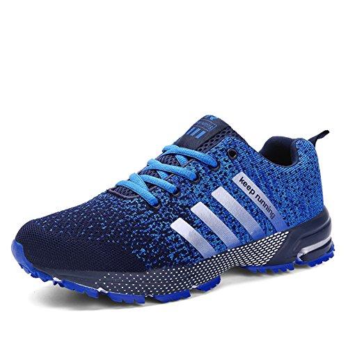Sollomensi Zapatos para Correr en Montaña y Asfalto Aire Libre y Deportes Zapatillas de Running Padel para Hombre Azul 42