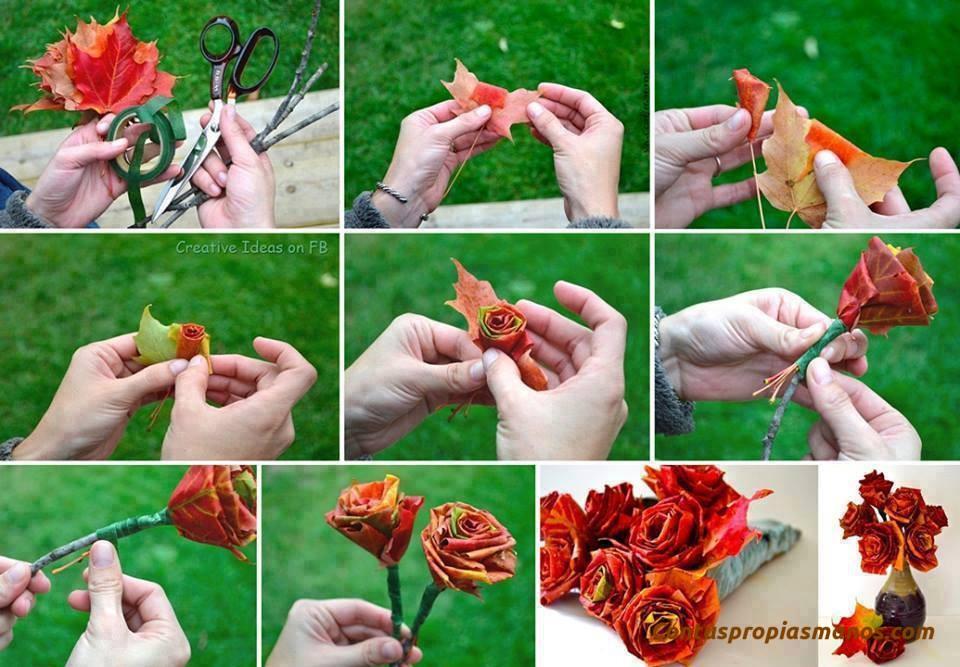 Rosas con hojas del otoño