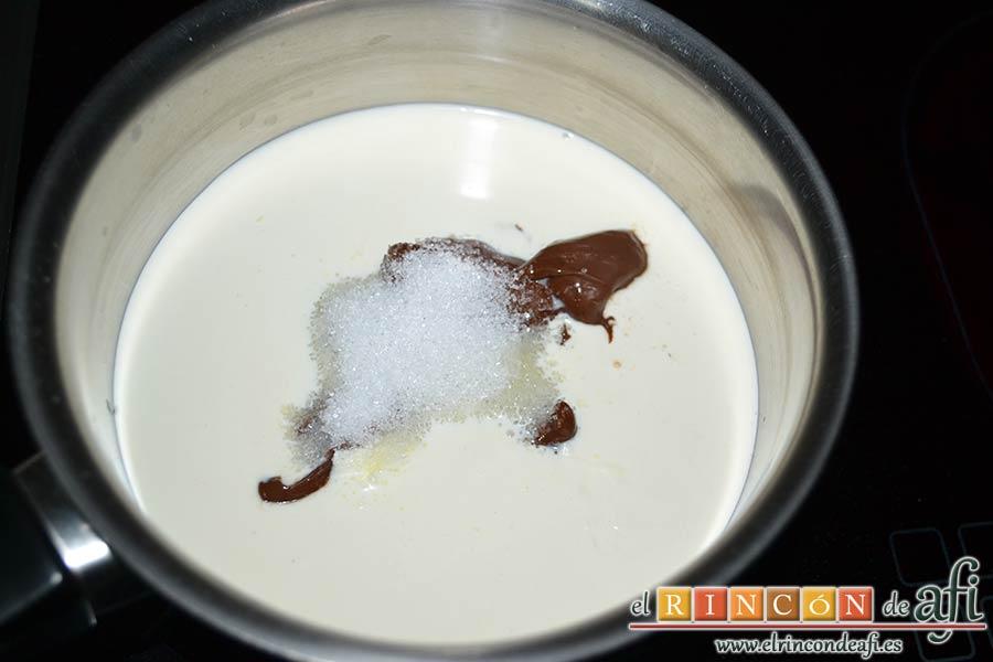 Panna Cotta de Nutella y vainilla, añadir el azúcar