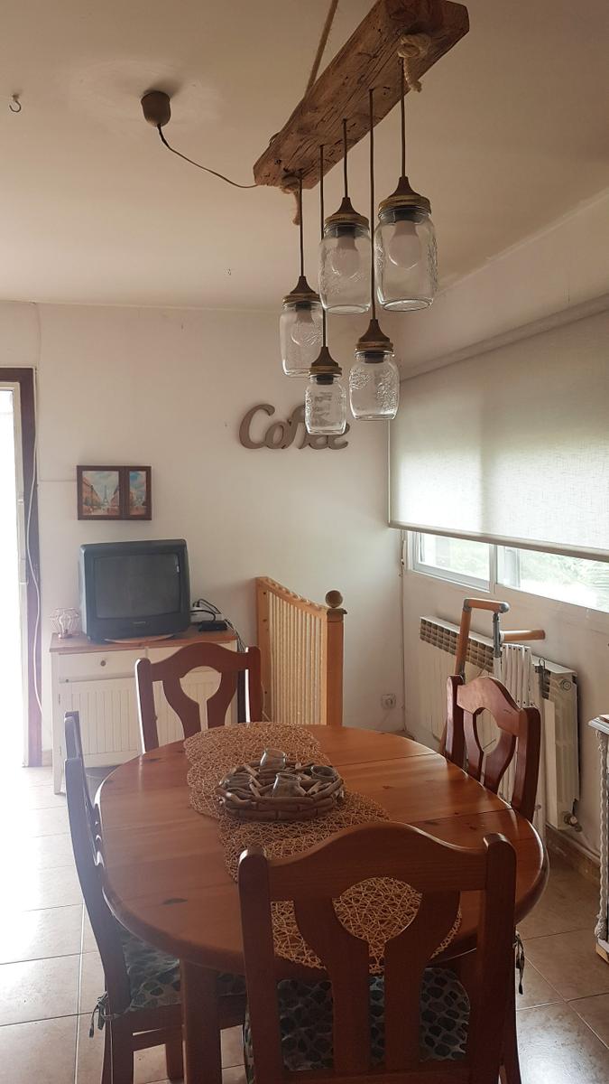 Comedor estilo rustico chic - El despues - Detalle de la mesa y la lampara de comedor