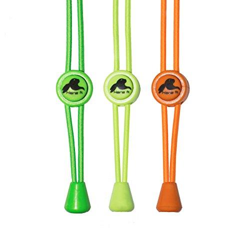 [3 Pares] Cordones Zapatillas Deportivas Ajustables Sin Atar para múltiples Deportes: Fitness, Carrera, Ciclismo, Excursionismo, Fútbol, Tenis, Golf, etc. Garantía de por vida (Yellow Green Orange)