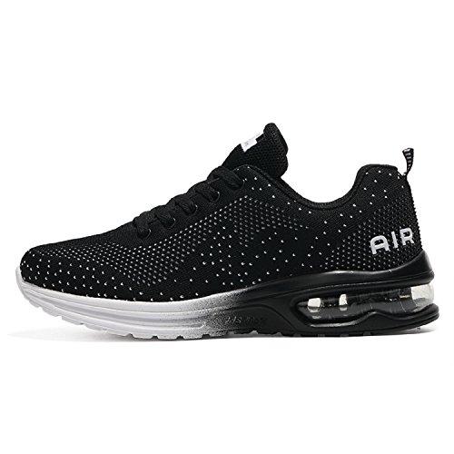 T-Gold Zapatillas de Running para Hombre Lightweight Air Cushion Malla Respirable Zapatillas de Deporte Zapatillas para Correr(EU 38,Negro)