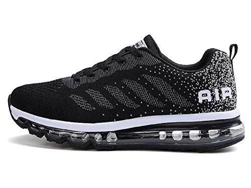 TQGOLD Zapatillas de Deportes Hombre Mujer Zapatos Deportivos Running Zapatillas para Correr (Negro,41 EU)
