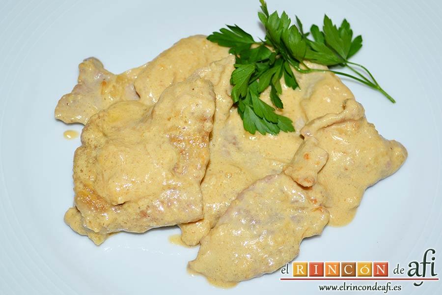 Filetes de cerdo con mostaza, sugerencia de presentación