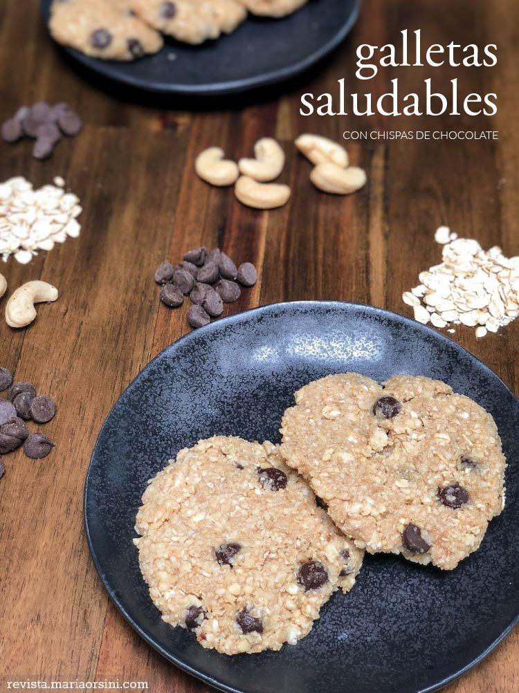 Galletas saludables de chispas de chocolate, receta en revista Maria Orsini | Dairy free, sugar free healthy cookies