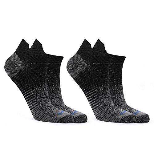 Andake Calcetines de Deporte Low Cut, Paquete de 2 Pares, para Mujeres y Hombres, Confort Amortiguado, Transpirable en Zapatillas. Ideal para el Funcionamiento, los Deportes y el Uso Diario (Negro, L)
