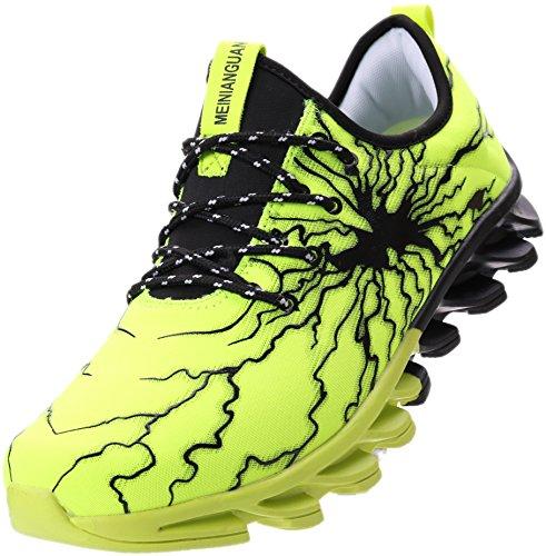 BLOOMNEXT Zapatos Para Correr EN Montaña y Asfalto Aire Libre y Deportes Zapatillas de Running Padel Para Hombre Verde Negro 42