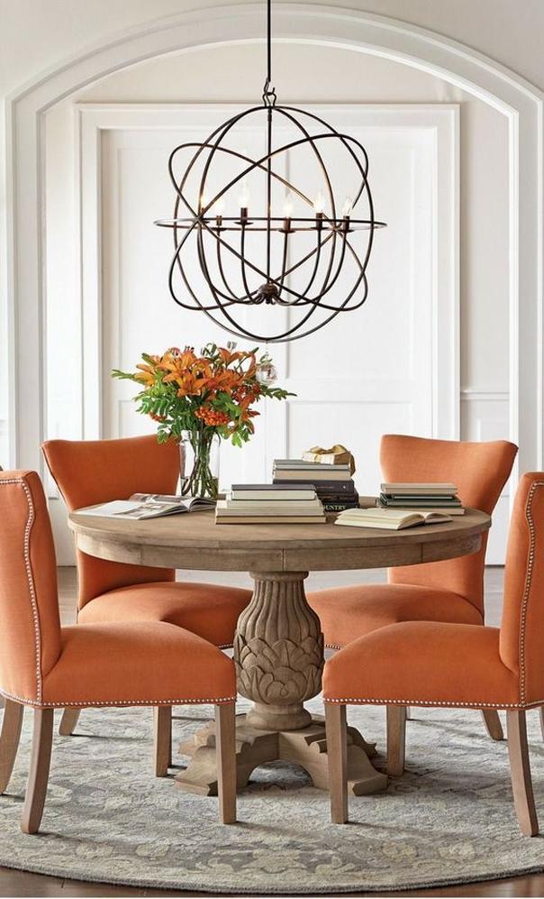 mesa redonda de salon o cocina con pata central