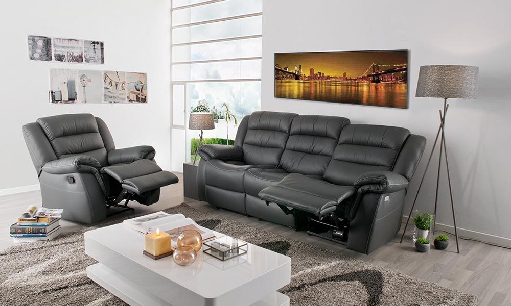 Sofá relax de piel CHARLOT Conforama para salón relajante