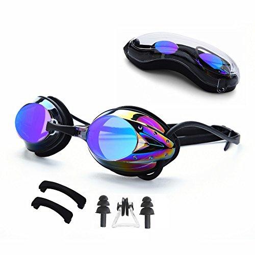 Gafas de Natación LERMX, Gafas de Natación con protección UV / herméticas con ajuste cómodo / anti-corte / visión cristalina / antivaho / sin fugas / con estuche de silicona para protección / correa con ajuste fácil a la cabeza, diseñado para hombres, mujeres, niños, jóvenes, Gafas de Natación para Triatlón Unisex