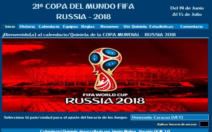 Fixture Quiniela Polla Excel Mundial Rusia 2018