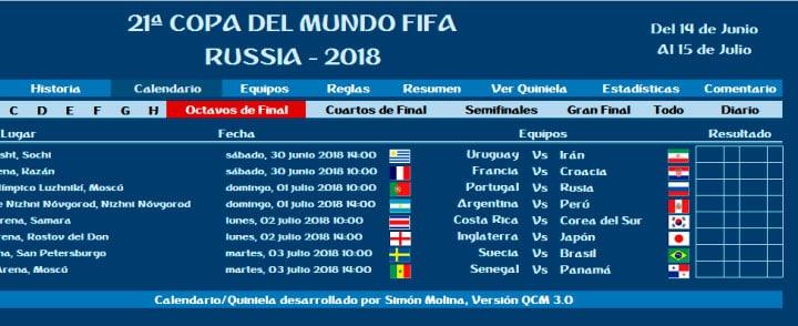 Planilla Excel Rusia 2018