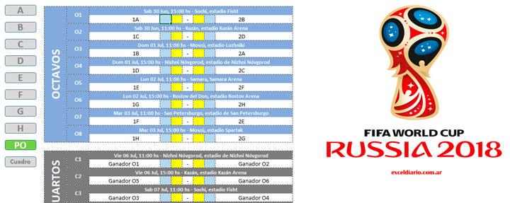 Fixtures en Excel Rusia 2018