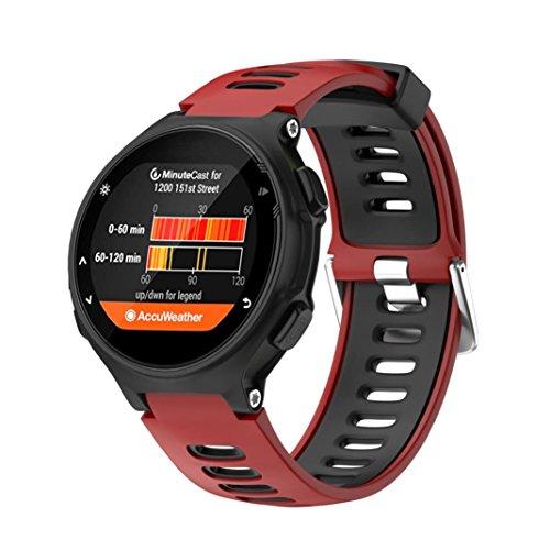 Fossen Moda Sport Pulsera de Reloj Reemplazo Banda Correas para Garmin Forerunner 735XT (Rojo)