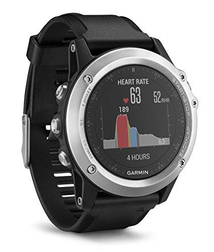 Garmin Fenix 3 HR - Reloj multideporte con GPS y sensores ABC, con pulsómetro en la muñeca, color Plata/Correa Negra, Talla única