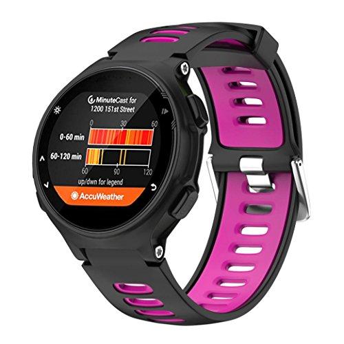 Fossen Moda Sport Pulsera de Reloj Reemplazo Banda Correas para Garmin Forerunner 735XT (Rosa caliente)
