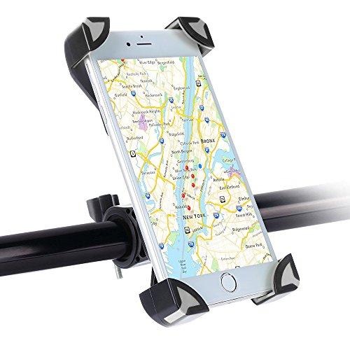 Soporte Móvil Bicicleta Montaña, SKYEE Ultra Estable 4 Esquinas Cerradas Silicona Antideslizante Rotación de 360 Grados Universal para Manillar de la Bici MTB y Motos para iPhone 7, iPhone 6, BQ, Huawei p9, GPS y otros Smartphone - Negro/Gris