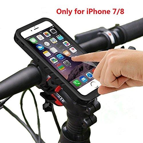 SPORTLINK Soporte iPhone 7 Bicicleta con Funda Impermeable, iPhone 8 Bike Mount Holder, 360° Rotación, Soporte de Bicicleta Funda para iPhone 7/8, para Bicicletas Ciclismo MTB GPS de Montaña (Negro)