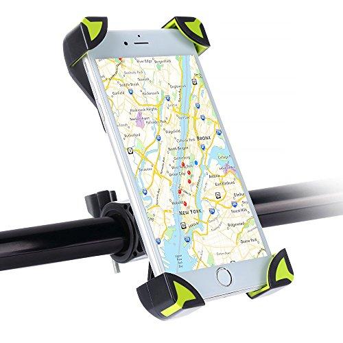 Soporte Móvil Bicicleta Montaña, SKYEE Ultra Estable 4 Esquinas Cerradas Silicona Antideslizante Rotación de 360 Grados Universal para Manillar de la Bici MTB y Motos para iPhone 7, iPhone 6, BQ, Huawei p9, GPS y otros Smartphone - Negro/Verde